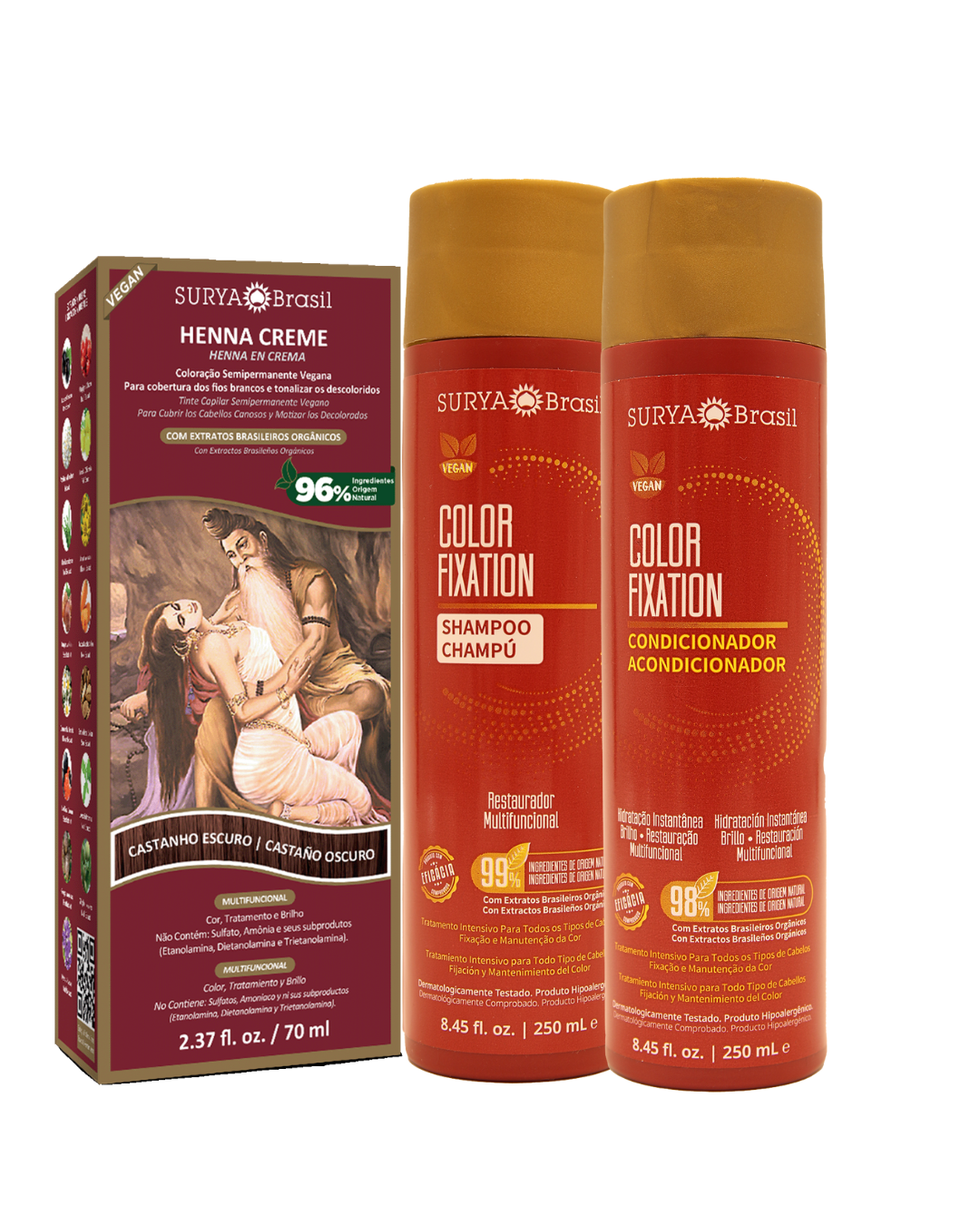 Kit Renascer – Cor Henna castanho escuro, Nutrição e Autoestima